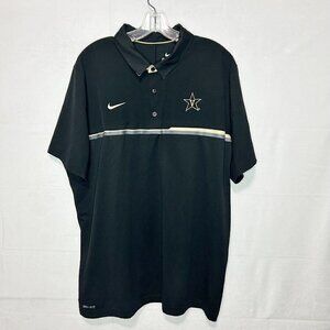 Nike Vanderbilt Commodores Polo Shirt Black Dri-Fit Embroidered Stretch Sz XL